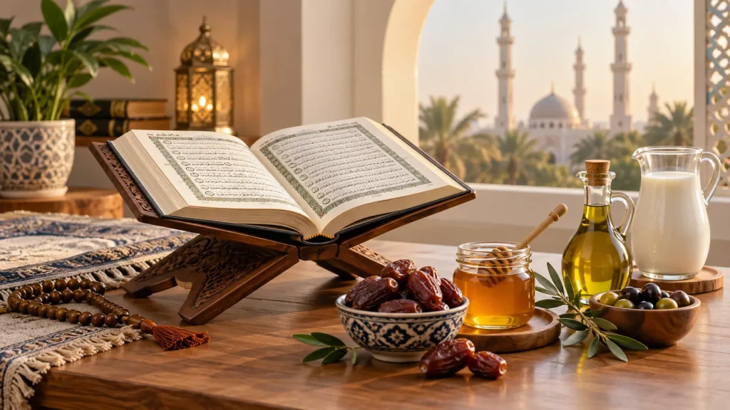 Makanan sunnah untuk hafal Al-Quran seperti kurma, madu, minyak zaitun dan susu