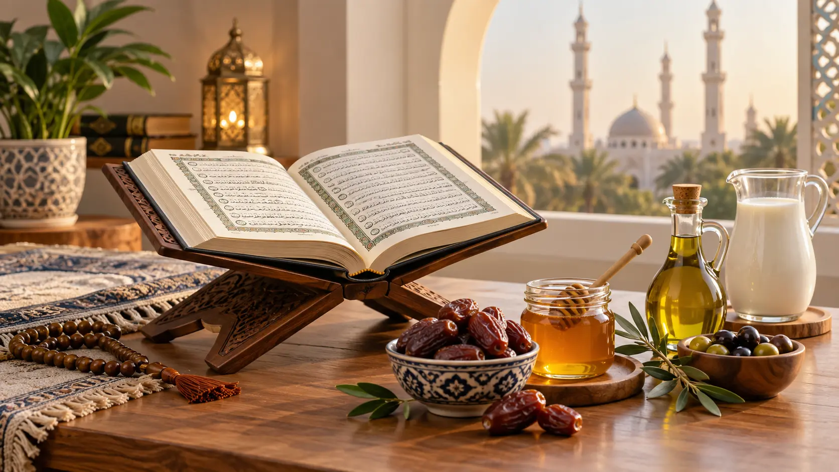 Makanan sunnah untuk hafal Al-Quran seperti kurma, madu, minyak zaitun dan susu